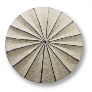Large Wooden Shield - White Pansy Shell Carving